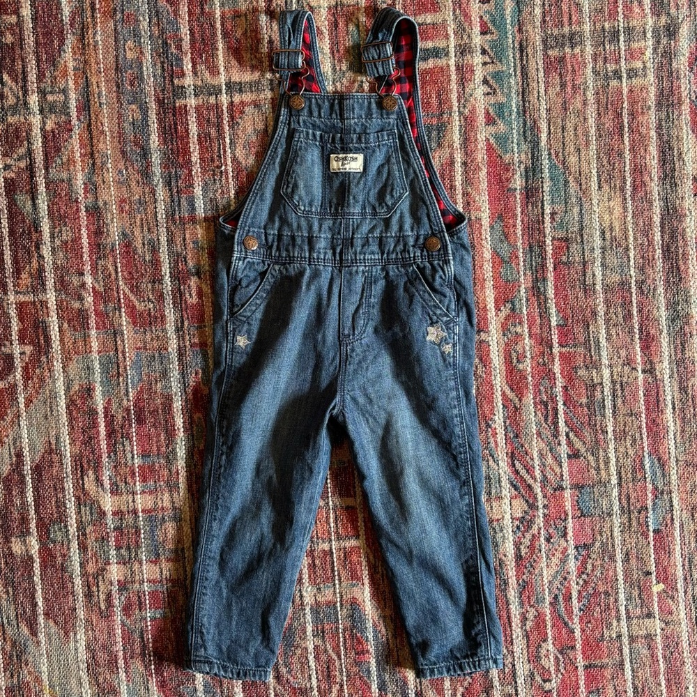 Oshkosh 2T Embroidered Stars Denim Overalls